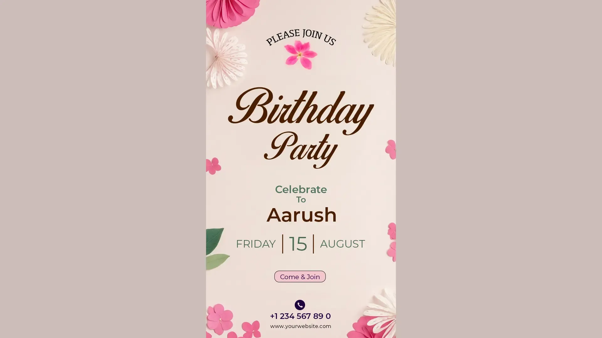 Classic Floral Birthday Party Invitation Instagram Story image